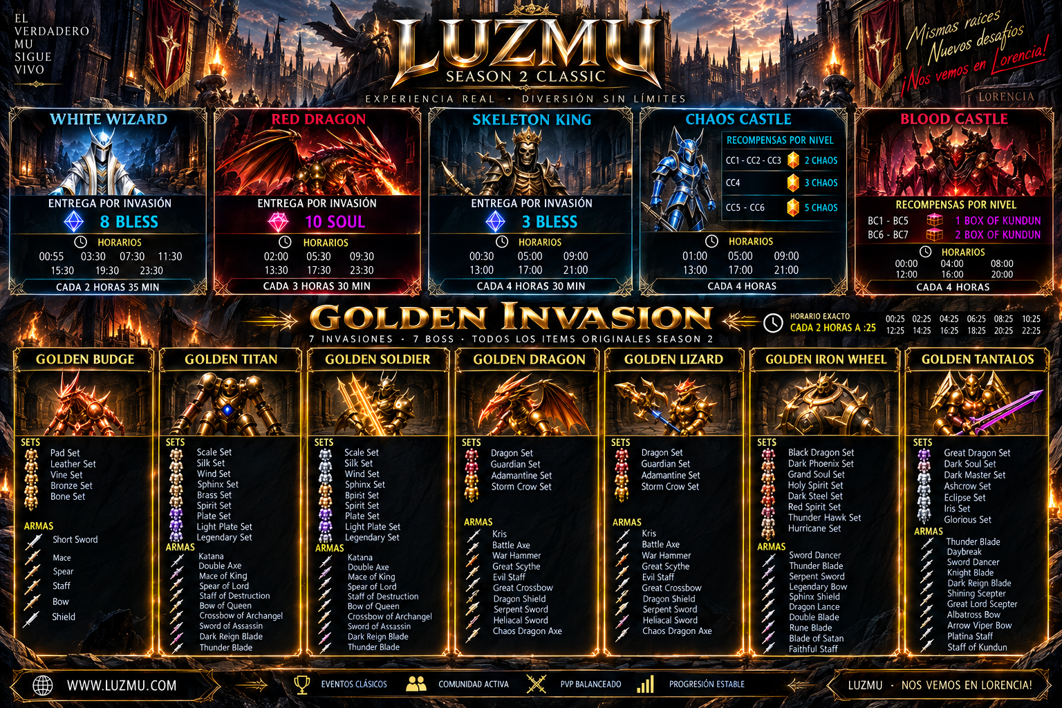LUZMU Season 2 Classic - Nuevo Update de eventos, horarios y Golden Invasion